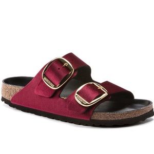 Maroon velvet Birkenstocks size 8